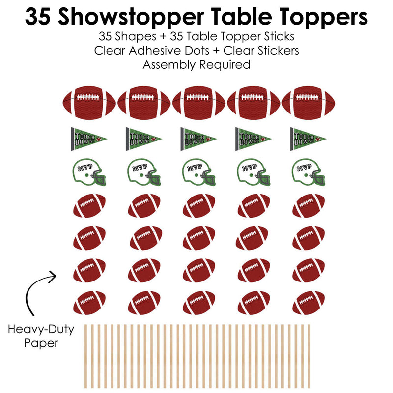 End Zone - Football - Baby Shower or Birthday Party Centerpiece Sticks - Showstopper Table Toppers - 35 Pieces