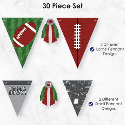 End Zone - Football - DIY Baby Shower or Birthday Party Pennant Garland Decoration - Triangle Banner - 30 Pieces