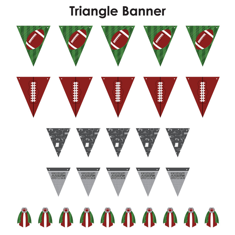 End Zone - Football - DIY Baby Shower or Birthday Party Pennant Garland Decoration - Triangle Banner - 30 Pieces