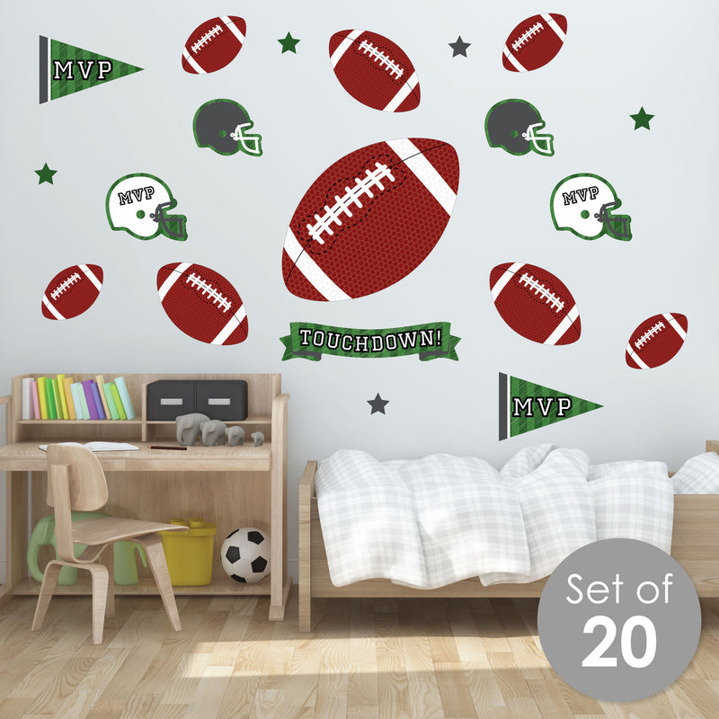 End Zone - Football - Peel and Stick Sports Decor Vinyl Wall Art Stickers - Wall Decals - Set of 20