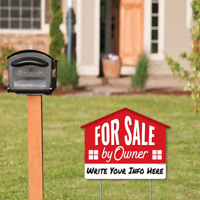 For Sale By Owner - Home Real Estate Yard Sign with Stakes - Double Sided Outdoor Lawn Sign - Set of 3