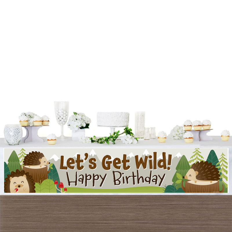 Forest Hedgehogs - Happy Birthday Woodland Decorations Party Banner