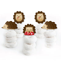 Forest Hedgehogs - Dessert Cupcake Toppers - Woodland Birthday Party or Baby Shower Clear Treat Picks - Set of 24