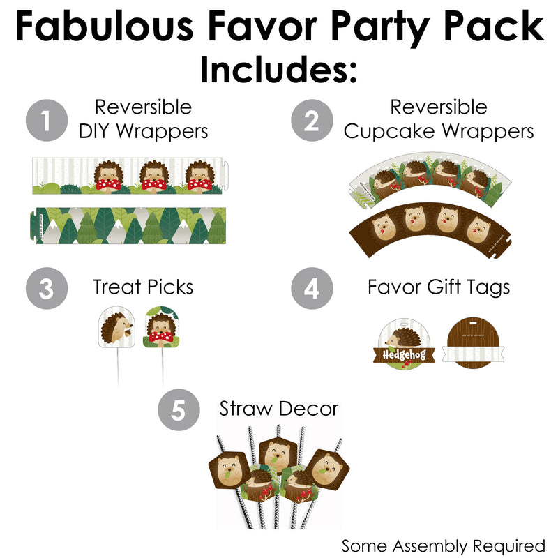 Forest Hedgehogs - Woodland Birthday Party or Baby Shower Favors and Cupcake Kit - Fabulous Favor Party Pack - 100 Pieces