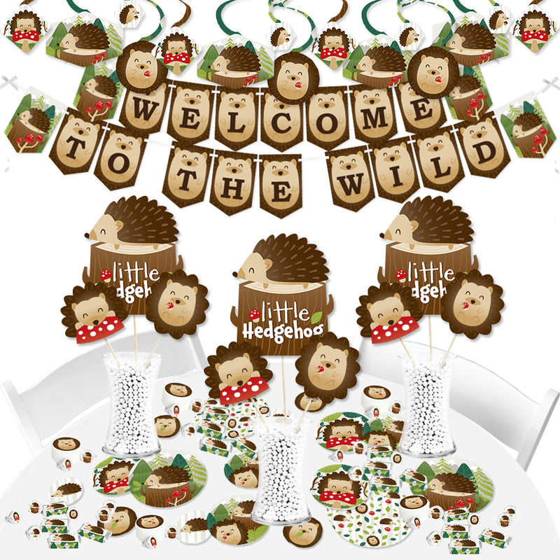 Forest Hedgehogs - Woodland Birthday Party or Baby Shower Supplies - Banner Decoration Kit - Fundle Bundle