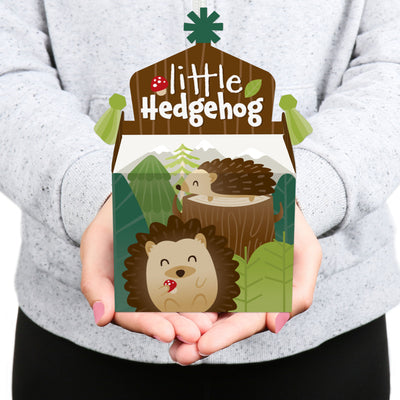 Forest Hedgehogs - Treat Box Party Favors - Woodland Birthday Party or Baby Shower Goodie Gable Boxes - Set of 12