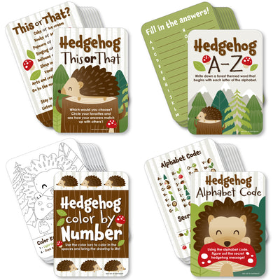 Forest Hedgehogs - 4 Woodland Birthday Party Games - 10 Cards Each - Gamerific Bundle