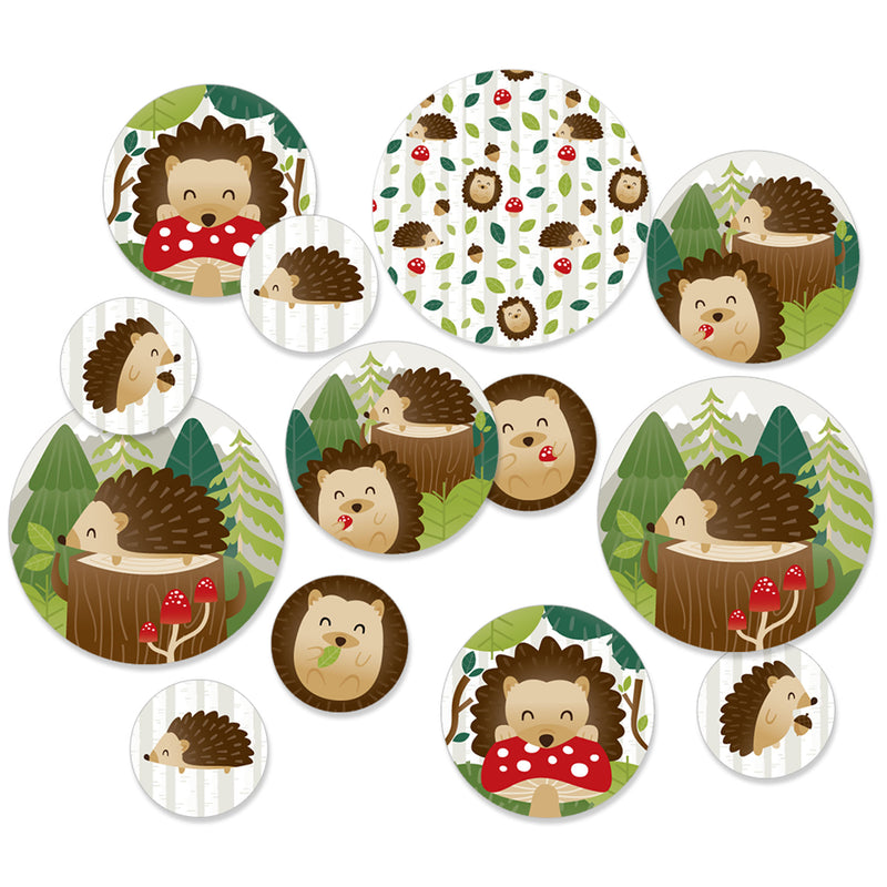 Forest Hedgehogs - Woodland Birthday Party or Baby Shower Giant Circle Confetti - Party Decorations - Large Confetti 27 Count
