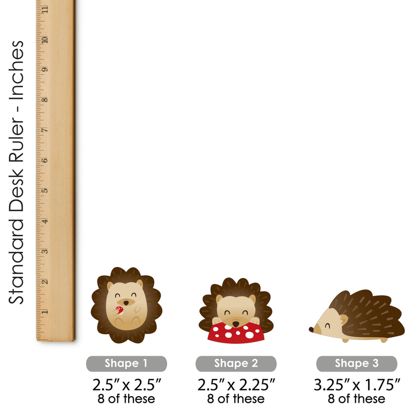 Forest Hedgehogs - DIY Shaped Woodland Birthday Party or Baby Shower Cut-Outs - 24 Count