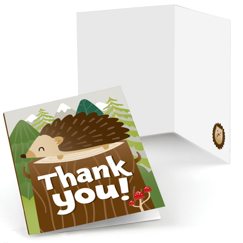 Forest Hedgehogs - Woodland Birthday Party or Baby Shower Thank You Cards (8 count)