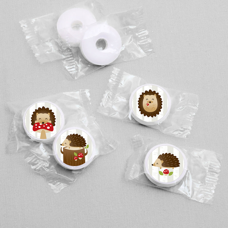 Forest Hedgehogs - Woodland Birthday Party or Baby Shower Round Candy Sticker Favors - Labels Fit Chocolate Candy (1 sheet of 108)