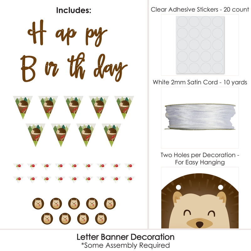 Forest Hedgehogs - Woodland Birthday Party Letter Banner Decoration - 36 Banner Cutouts and Happy Birthday Banner Letters