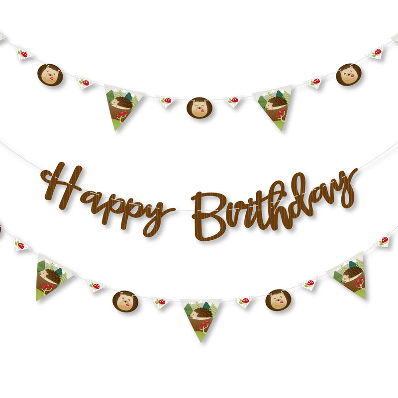 Forest Hedgehogs - Woodland Birthday Party Letter Banner Decoration - 36 Banner Cutouts and Happy Birthday Banner Letters