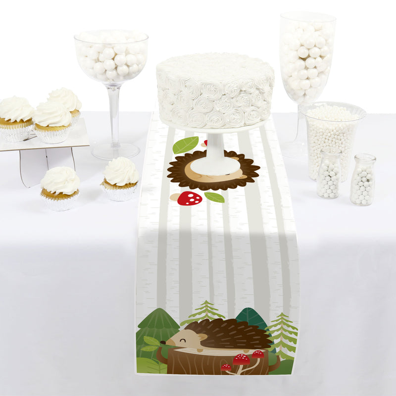Forest Hedgehogs - Petite Woodland Birthday Party or Baby Shower Paper Table Runner - 12 x 60 inches