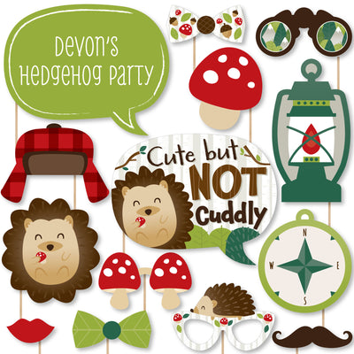 Forest Hedgehogs - Woodland Birthday Party or Baby Shower Photo Booth Props Kit - 20 Count