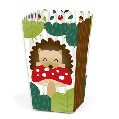 Forest Hedgehogs - Woodland Birthday Party or Baby Shower Favor Popcorn Treat Boxes - Set of 12