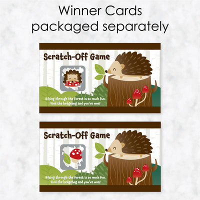 Forest Hedgehogs - Woodland Birthday Party or Baby Shower Game Scratch Off Cards - 22 Count