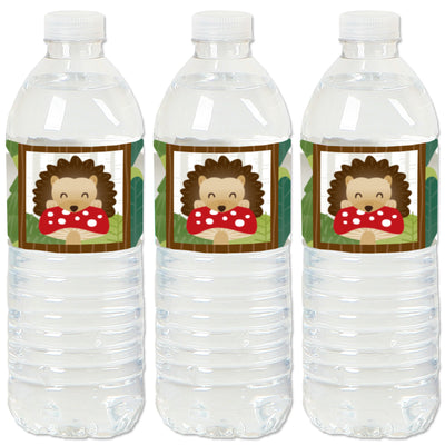Forest Hedgehogs - Woodland Birthday Party or Baby Shower Water Bottle Sticker Labels - Set of 20