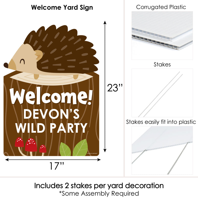 Forest Hedgehogs - Party Decorations - Woodland Birthday Party or Baby Shower Personalized Welcome Yard Sign