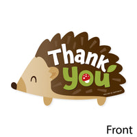 Forest Hedgehogs - Shaped Thank You Cards - Woodland Birthday Party or Baby Shower Thank You Note Cards with Envelopes - Set of 12