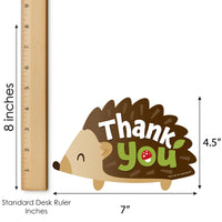 Forest Hedgehogs - Shaped Thank You Cards - Woodland Birthday Party or Baby Shower Thank You Note Cards with Envelopes - Set of 12