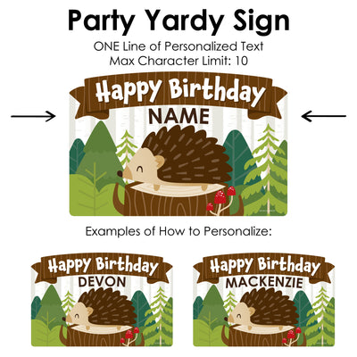 Forest Hedgehogs - Woodland Birthday Party Yard Sign Lawn Decorations - Personalized Happy Birthday Party Yardy Sign