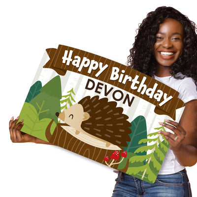 Forest Hedgehogs - Woodland Birthday Party Yard Sign Lawn Decorations - Personalized Happy Birthday Party Yardy Sign