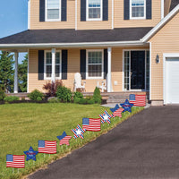 4th of July - Flag and Star Lawn Decorations - Outdoor Fourth Of July Party Yard Decorations - 10 Piece