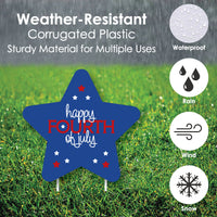 4th of July - Flag and Star Lawn Decorations - Outdoor Fourth Of July Party Yard Decorations - 10 Piece