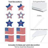 4th of July - Flag and Star Lawn Decorations - Outdoor Fourth Of July Party Yard Decorations - 10 Piece