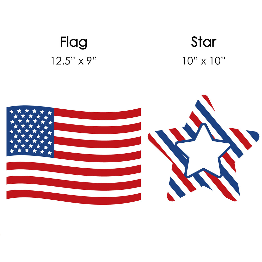 4th of July - Flag and Star Lawn Decorations - Outdoor Fourth Of July Party Yard Decorations - 10 Piece