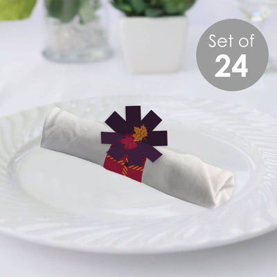 Friends Thanksgiving Feast - Friendsgiving Paper Napkin Holder - Napkin Rings - Set of 24