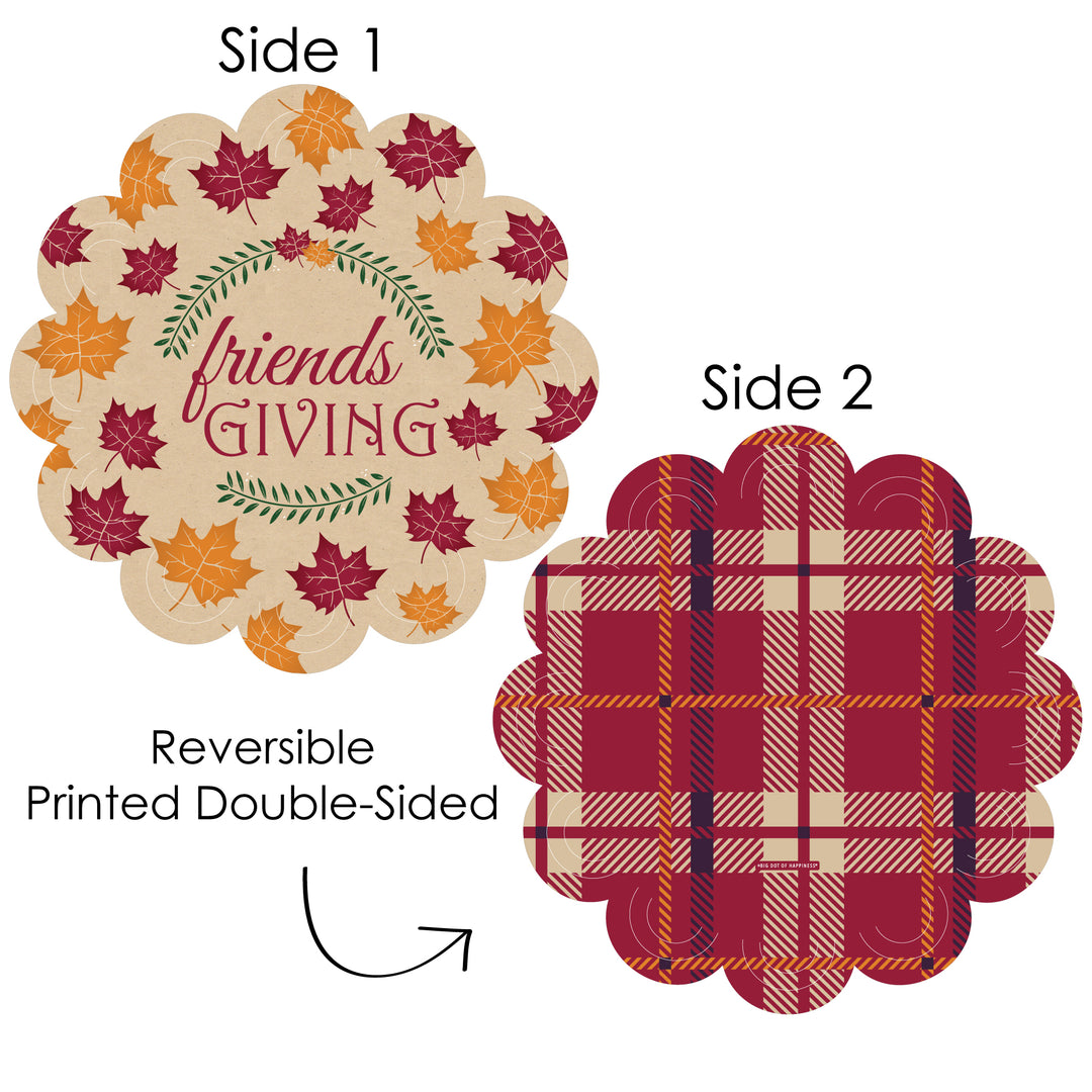 Friends Thanksgiving Feast - Friendsgiving Round Table Decorations - Paper Chargers - Place Setting For 12