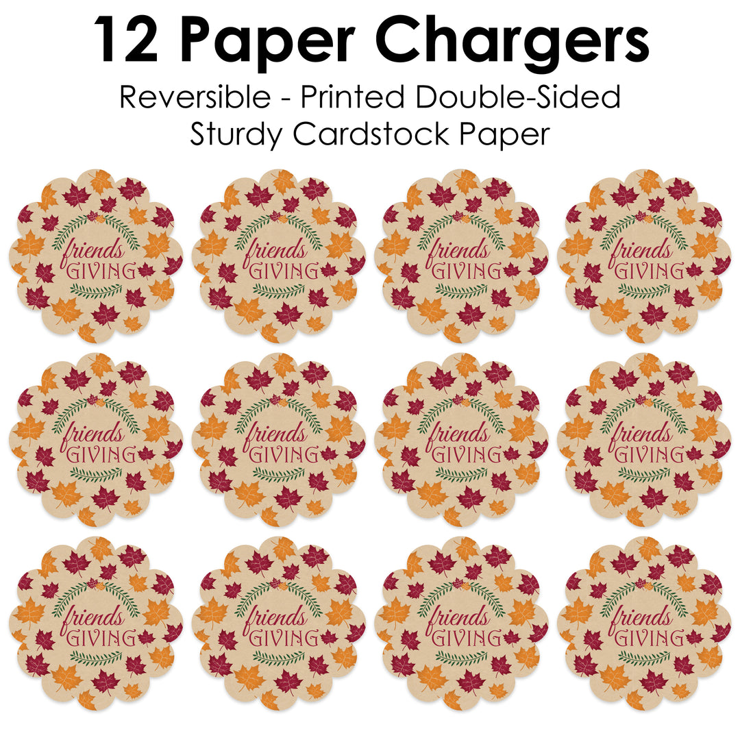 Friends Thanksgiving Feast - Friendsgiving Round Table Decorations - Paper Chargers - Place Setting For 12