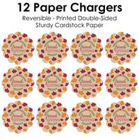 Friends Thanksgiving Feast - Friendsgiving Round Table Decorations - Paper Chargers - Place Setting For 12