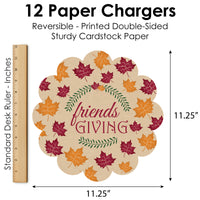 Friends Thanksgiving Feast - Friendsgiving Round Table Decorations - Paper Chargers - Place Setting For 12