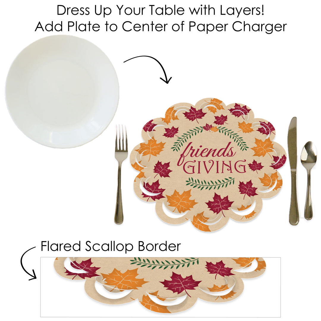 Friends Thanksgiving Feast - Friendsgiving Round Table Decorations - Paper Chargers - Place Setting For 12