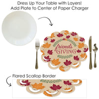 Friends Thanksgiving Feast - Friendsgiving Round Table Decorations - Paper Chargers - Place Setting For 12