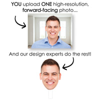 Fun Face Combo - Custom Photo Big Head Cut Out Photo Booth and Fan Props Kit - Upload 1 Photo - Set of 3