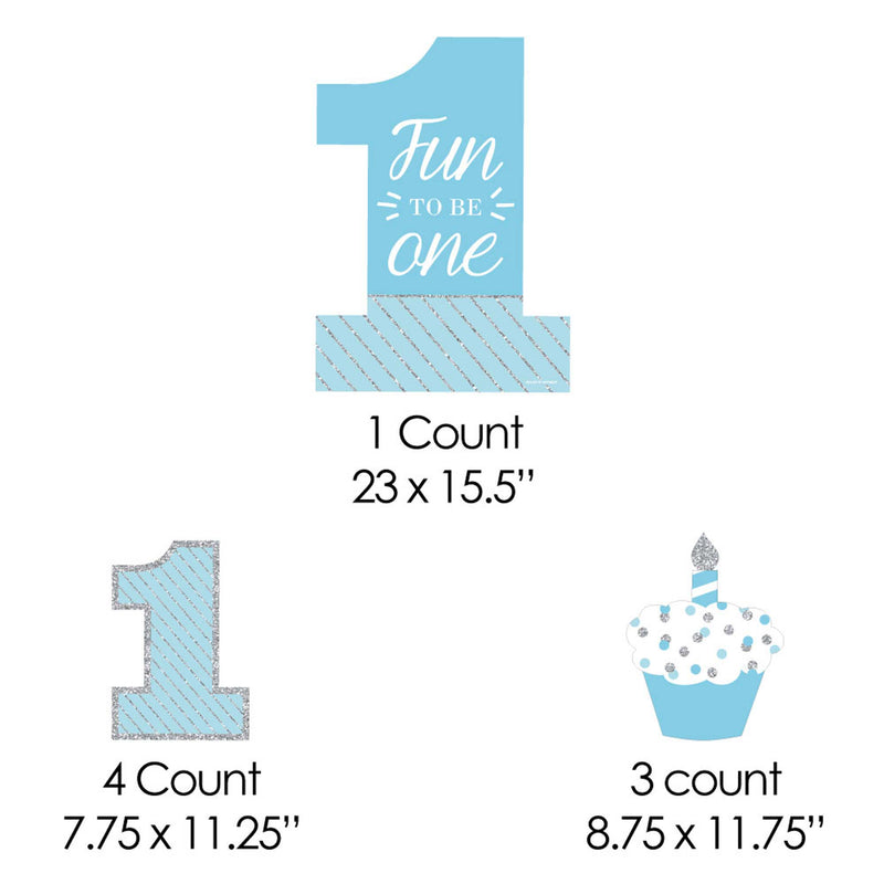 1st Birthday Boy - Fun to be One - Yard Sign & Outdoor Lawn Decorations - First Birthday Party Yard Signs - Set of 8