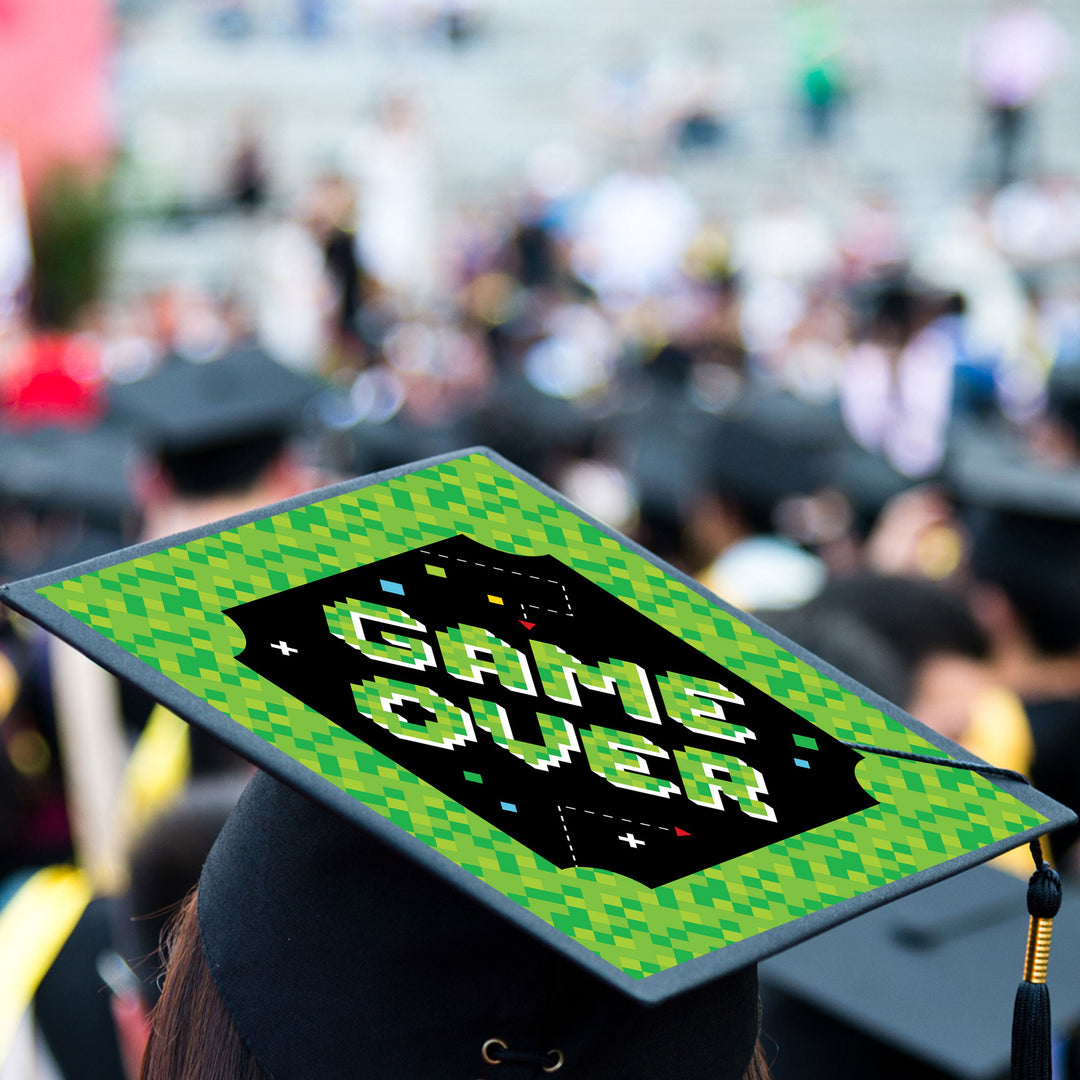 Game Over - Video Game Graduation Cap Decorations Kit - Grad Cap Cover