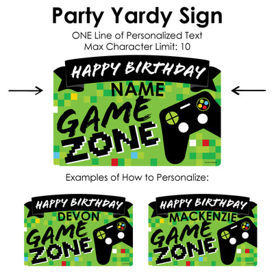 Game Zone - Pixel Video Game Birthday Party Yard Sign Lawn Decorations - Personalized Happy Birthday Party Yardy Sign