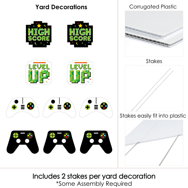 Game Zone - Lawn Decorations - Outdoor Pixel Video Game Party or Birthday Party Yard Decorations - 10 Piece