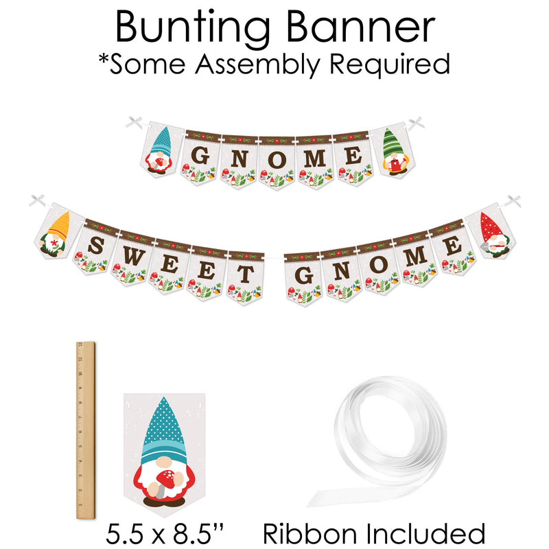 Garden Gnomes - Banner and Photo Booth Decorations - Forest Gnome Party Supplies Kit - Doterrific Bundle