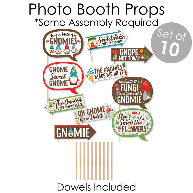 Garden Gnomes - Banner and Photo Booth Decorations - Forest Gnome Party Supplies Kit - Doterrific Bundle