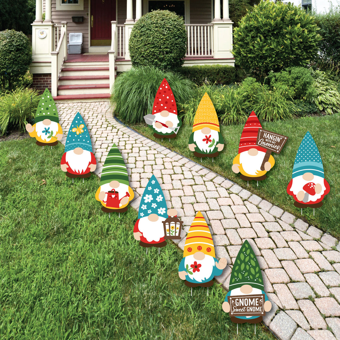 Garden Gnomes - Lawn Decorations - Outdoor Forest Gnome Party Yard Decorations - 10 Piece