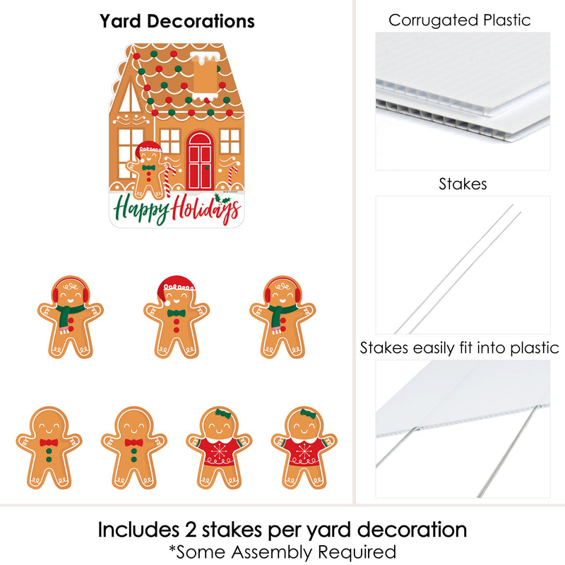 Gingerbread Christmas - Yard Sign and Outdoor Lawn Decorations - Gingerbread Man Holiday Party Yard Signs - Set of 8