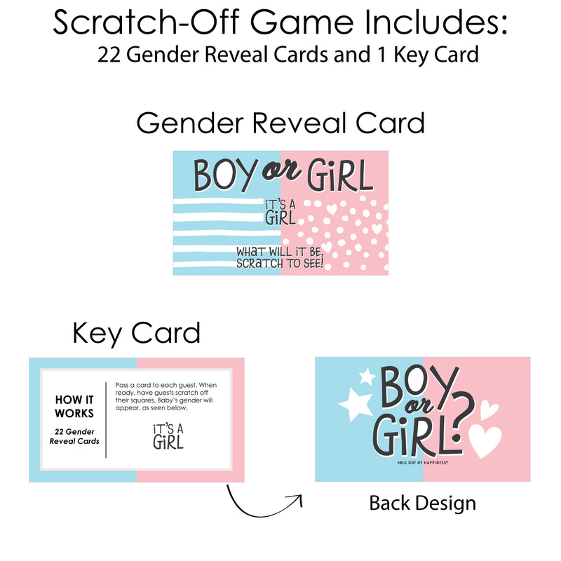 Girl Baby Gender Reveal - Team Boy or Girl Party Game Scratch Off Cards - Baby Shower Game - 22 Count