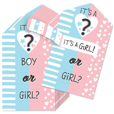 Girl Baby Gender Reveal - Party Game Pickle Cards - Team Boy or Girl Pull Tabs - Set of 12