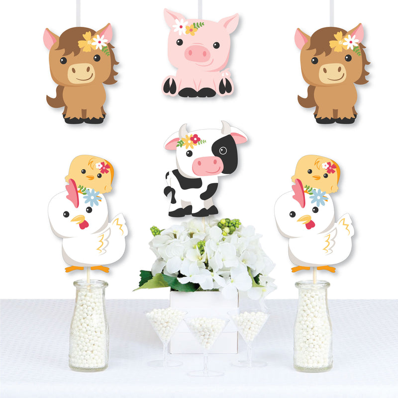 Girl Farm Animals - Decorations DIY Pink Barnyard Baby Shower or Birthday Party Essentials - Set of 20